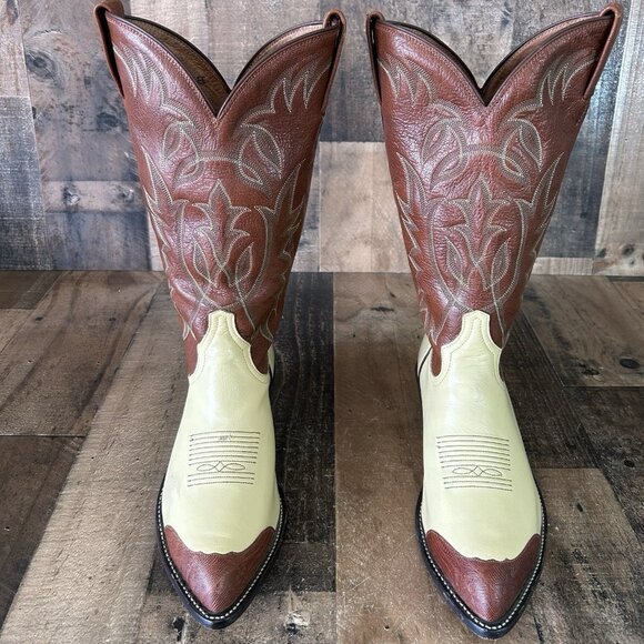 Tony Lama Vintage CY3505 Wingtip Urban Cowboy Boots Mens 9 EE - Picture 1 of 12